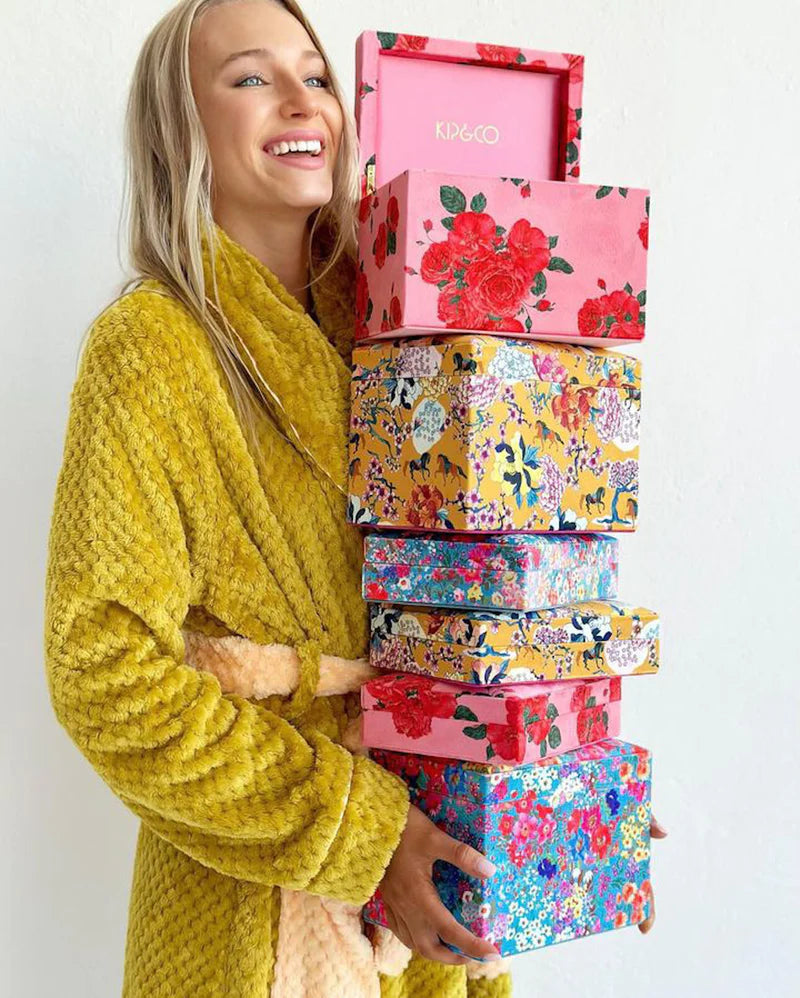 Forever Floral Velvet Jewellery Box (Large) (Blue) MrandDac